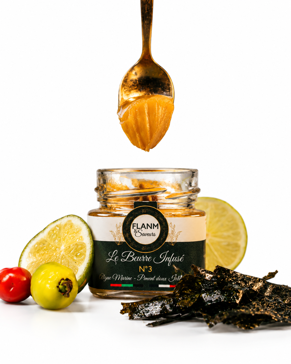 Beurre infusé n°3 - Algue marine, Piment doux & Citron vert